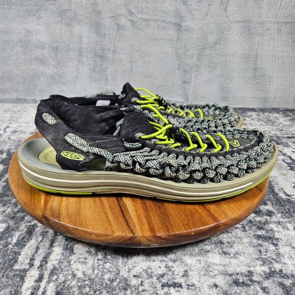 Keen Uneek Mens Size 10.5 Trail Hiking Shoes Black Green Casual Slip-On Sandal